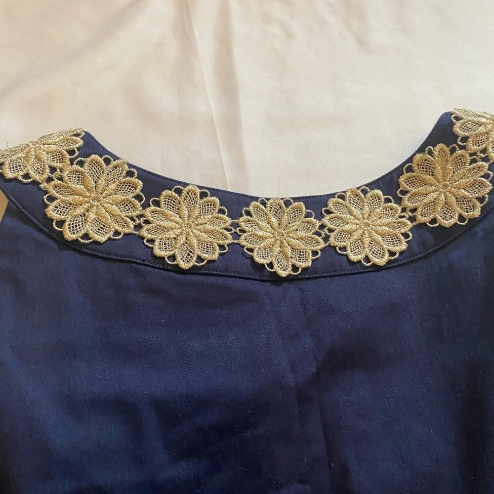 Lilly Pulitzer Navy Gold Women Dress - Size 8 - Sleeveless- Excellent condition - Picture 10 of 12